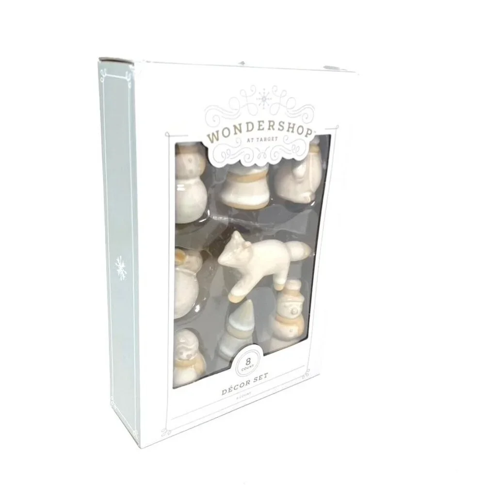 Target 8 Pack Ceramic White Christmas Set - Wondershop™ Tabletop Decor Nature